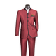 2-Piece Banded Collar Sharkskin Slim Fit Suit - Wine