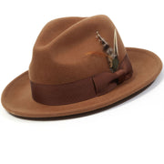 Saddle 2" Snap Brim Crushable Wool Felt Pinch Crown Fedora Hat by Montique