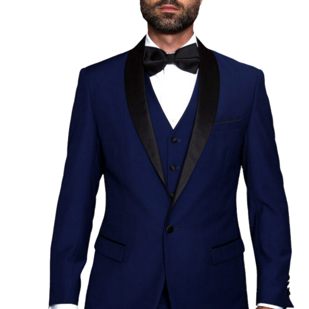 Men'S Black Trim Lapel Two Toned Sapphire Fashion Tux By Statement Suits Clothing Confidence main image 0