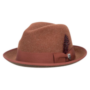 Crestara Collection: Stacy Adams Rust Provato Knit 2" Brim Pinch Fedora with Contrast Underbrim