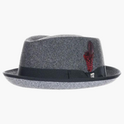Charcoal Knit Stingy Brim Diamond Crown Wool Felt Fedora by Stacy Adams