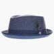 Stacy Adams Provato Knit Stingy Brim Diamond Crown Wool Felt Fedora in Navy