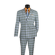 Men’s 2-Piece Windowpane Slim Fit Double-Breasted Suit - Sea Grass