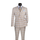 Men’s 2-Piece Windowpane Slim Fit Double-Breasted Suit - Tan