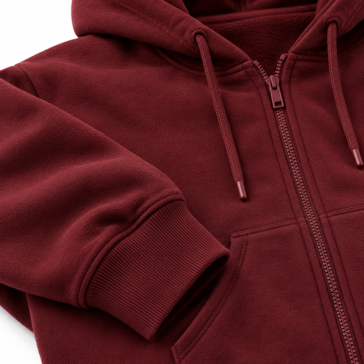 Oxblood fleece cargo tracksuit - fabric and jacket detail