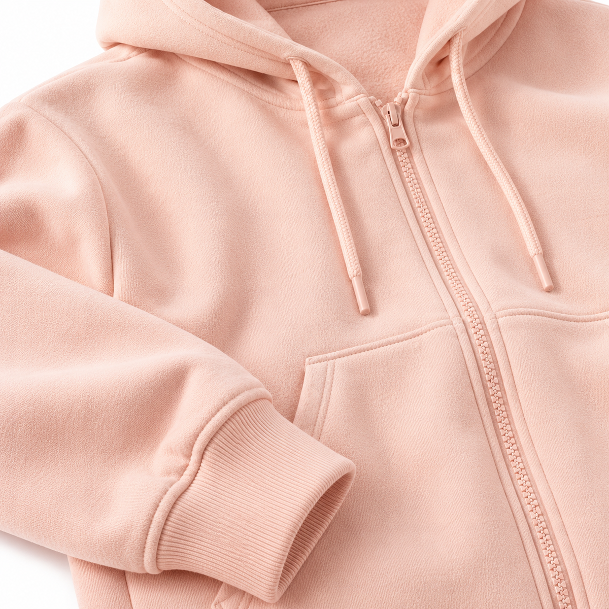 Pink fleece cargo tracksuit - fabric and jacket detail