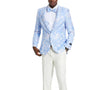 Intricate Collection: Men's Slim Fit Paisley Blazer in Sky & Silver
