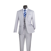 Slim Fit 3-Button Vested Suit - Light Grey
