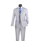 Slim Fit 3-Button Vested Suit - Light Grey