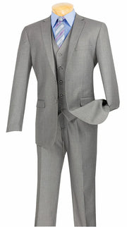 Slim Fit 3-Button Vested Suit - Medium Grey