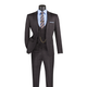 Men’s 3-Piece Slim Fit Glen Plaid Suit with Peak Lapel Vest - Black