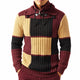 Men’s Burgundy Geo Square Quarter Zip Pullover Sweater