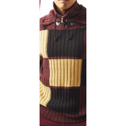 Men’s Burgundy Geo Square Quarter Zip Pullover Sweater