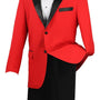Salinger Sleek Collection: Red with Black Lapel 2 Piece Single Breasted Regular Fit Tuxedo