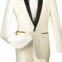 Rowling Collection: Ivory 2 Piece with Black Lapel Single Breasted Slim Fit Tuxedo