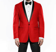 Men’s Slim Fit Red Tuxedo - Narrow Shawl Collar One Button Formal Suit