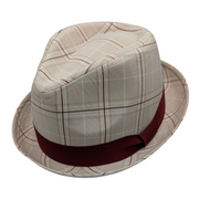 Tan Polyester Plaid Fedora with 1.5 Inch Snap Brim