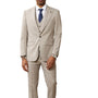 Azurette Collection: Men's Windowpane Hybrid Fit 3 Piece Suit In Light Tan