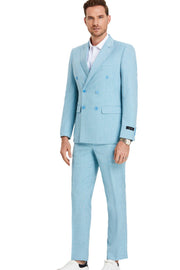 Pinstripe 3-Piece Slim Fit Suit with Peak Lapel - Teal