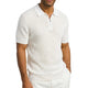 White Textured Knit Zip Polo Shirt by Stacy Adams