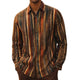 Brown Vertical Linen Print Long Sleeve Shirt