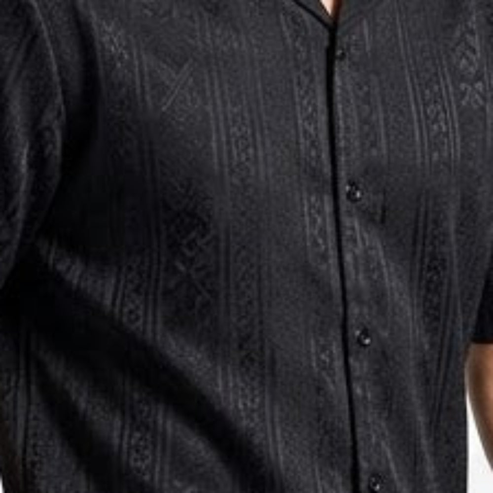 black poly jacquard 2-piece walking suit set by Stacy Adams fabric details