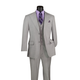 Men’s 3-Piece Textured Weave Regular Fit Suit - Light Gray