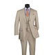 Men’s 3-Piece Textured Weave Regular Fit Suit - Oatmeal