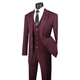 Men’s 3-Piece Pinstripe Regular Fit Suit with Peak Lapel - Burgundy
