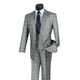Men’s Classic Fit Glen Plaid 3 Piece Suit with Adjustable Waistband - Gray