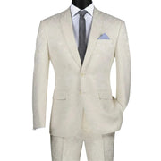 Men’s Slim Fit Tone on Tone Paisley 2 Piece Suit - Ivory