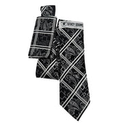Men's Stacy Adams Geometric Paisley Tie & Pocket Square Set - Black/White