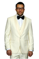 Trendito Collection: Off-White 3PC Shawl Lapel Tuxedo 100% Wool Tailored Fit