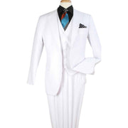 Luxury Wool Feel Pure White Classic Fit 3-Piece Suit Set with Vest