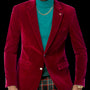 Circinus Collection: Red Solid Velvet Blazer J134
