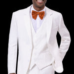 Rosette Collection: White Solid Textured Tone On Tone Three Piece Fashion Suit