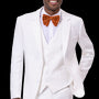 Rosette Collection: White Solid Textured Tone On Tone Three Piece Fashion Suit