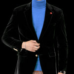 Circinus Collection: Black Solid Velvet Blazer J134