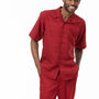 Cosmic Collection: Red Striped Tone On Tone Walking Suit 2 Piece Short Sleeve Set