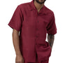 Tone On Tone Burgundy Walking Suit 2 Piece Horizontal Stripe Short Sleeve Set 2222