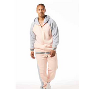 Heather Pink Fleece Color Block Warmup Full Cut
