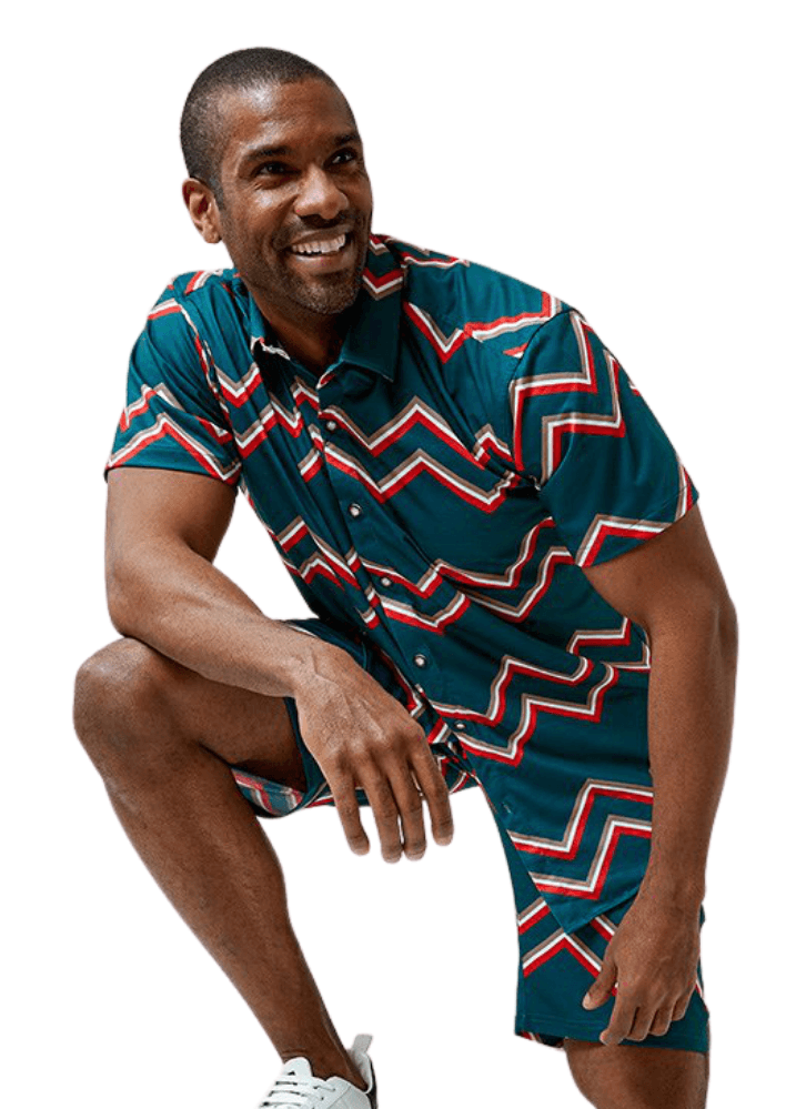 Shirt & Pants Green 2 Piece Short Set Zig Zag 1521 - Suits & More