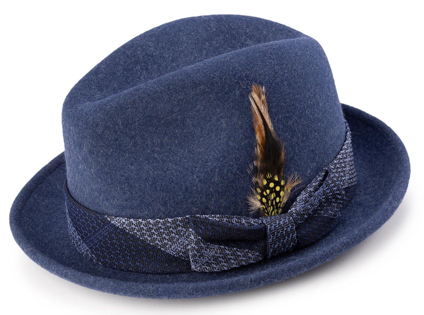 Montique Men's Navy Color Stingy Brim Wool Felt Pinch Hat H-1950 - Suits & More