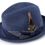 Montique Men's Navy Color Stingy Brim Wool Felt Pinch Hat H-1950