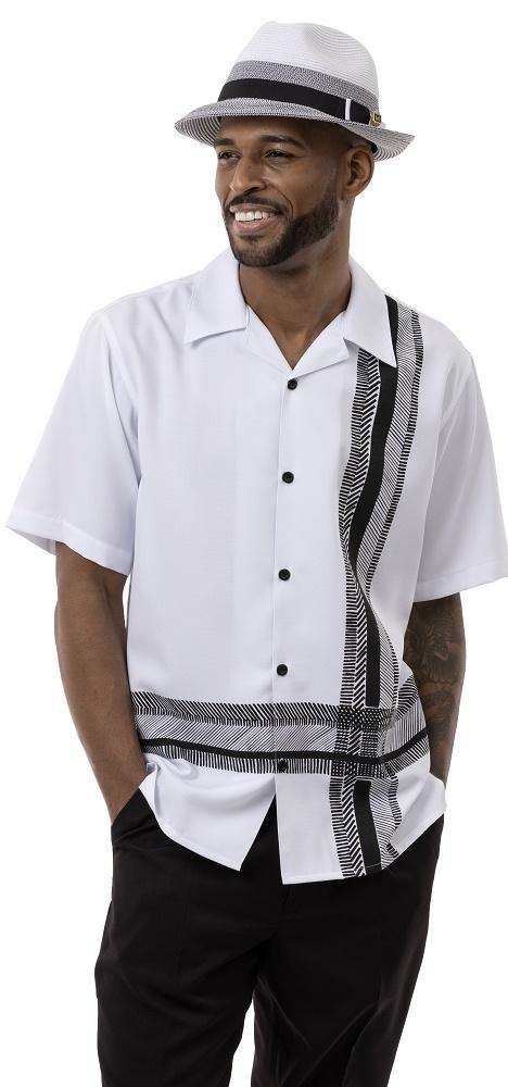 Montique Two Piece Frayed Line Detail Short Sleeve Walking Suit in Black - 2017 - Suits & More