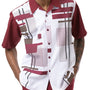 Montique Burgundy Geometric Print Walking Suit 2 Piece Short Sleeve Set 2203