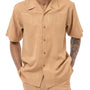 Tone On Tone Tan Windowpane Pattern Walking Suit 2 Piece Short Sleeve Set 2210