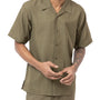 Montique Olive Tone On Tone Walking Suit 2 Piece Short Sleeve Set 2213