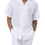 Montique White Tone On Tone Walking Suit 2 Piece Short Sleeve Set 2213