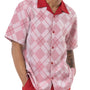Notch Collection: Montique Red Argyle Pattern Walking Suit 2 Piece Short Sleeve Set
